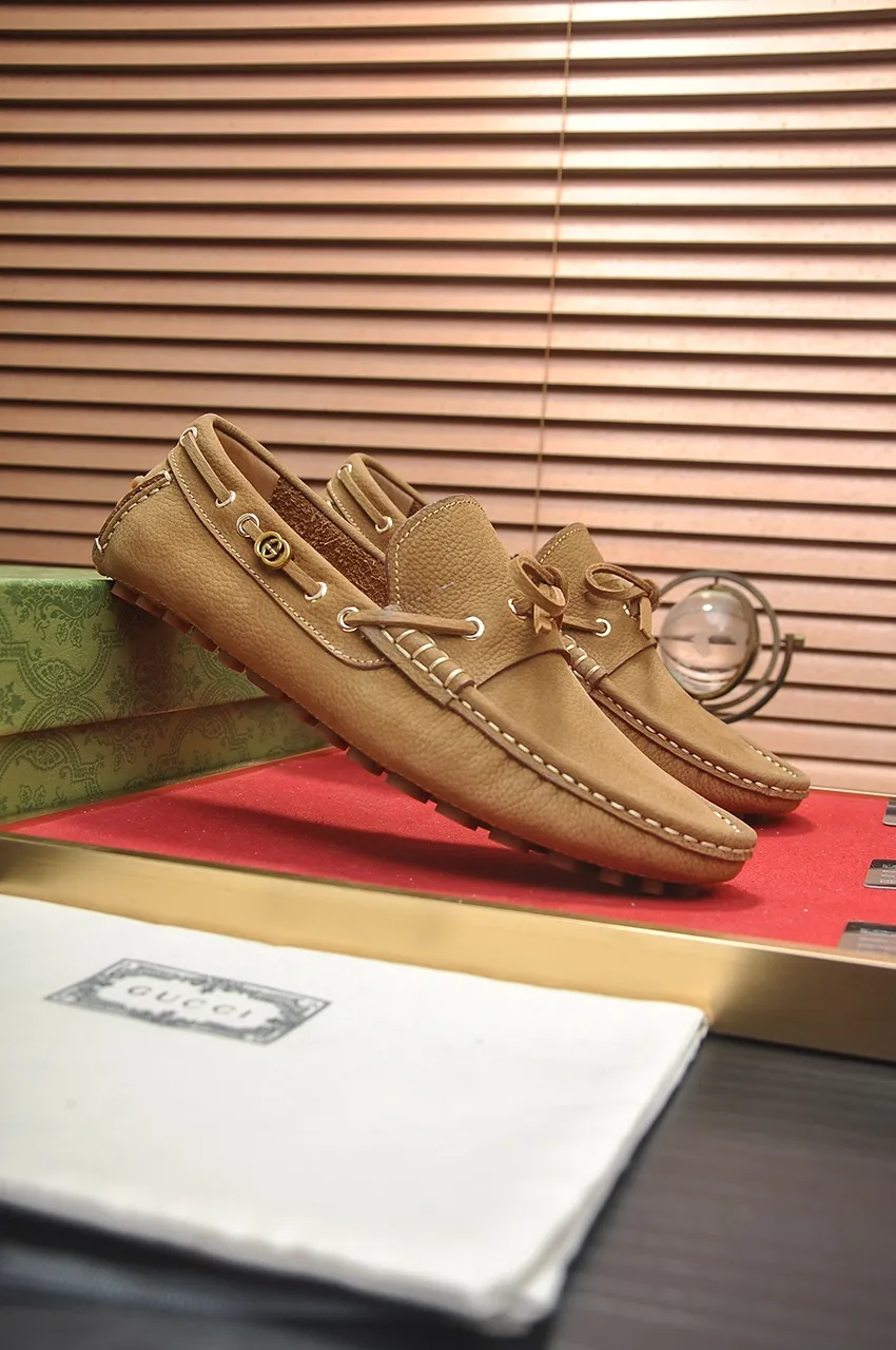 Men's Men's Shoes💰420💶【GUCCI】 (High-end Niuli) New 🍀Gucci*——Gucci Doudou Shoes! Made of imported original cowhide, the inner top layer is comfortable cowhide lining! Original wear-resistant rubber outsole! High quality products! Code number 38-44!